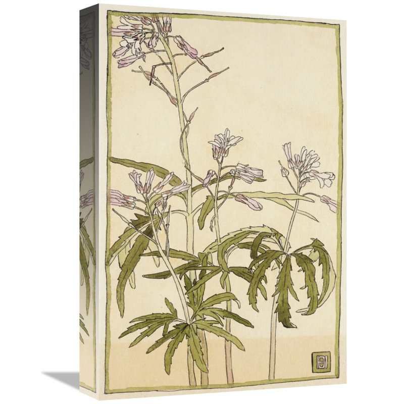 East Urban Home Pink Flowers With Spiky Green Leaves Acrylic