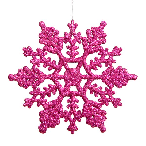 Christmas Decoration 5 Pack 60mm Snowflake & Glitter Baubles Cerise 