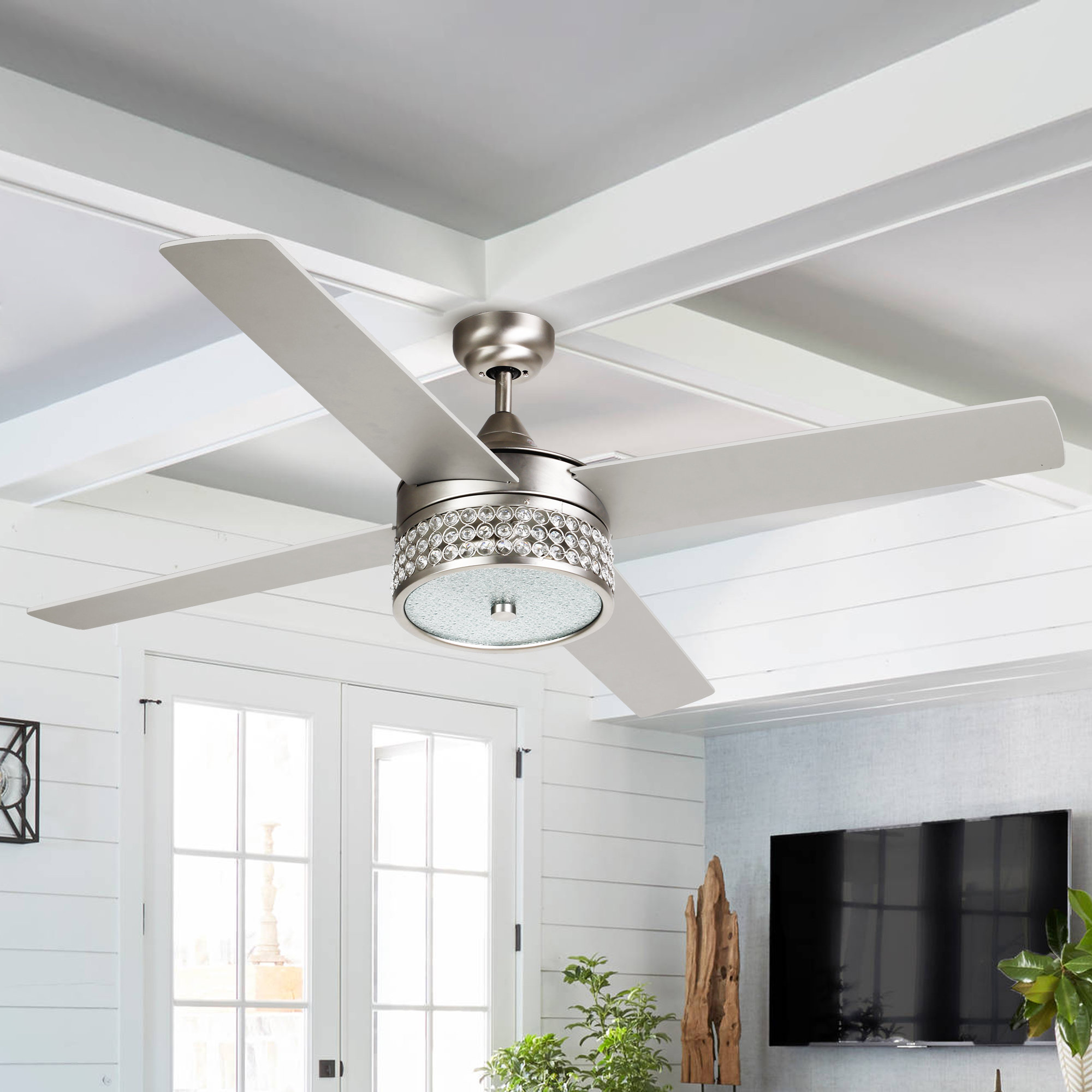 Everly Quinn 52 Pomerleau 4 Blade Led Standard Ceiling Fan With Everly Quinn 52 Pomerleau 4 Blade Led
