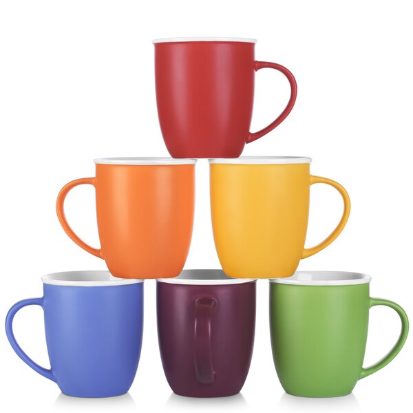 Milk Tea Cups for Home Office-Set of 2 Coffee Mugs Set 13 oz Porcelain Coffee Mug for Women and Men 