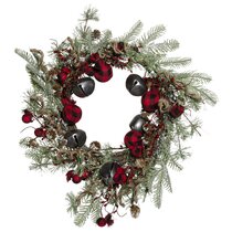 Details about  / Metal Bell Wreath Red Green Gold Bells Holly Leaves Plastic Balls 11/"