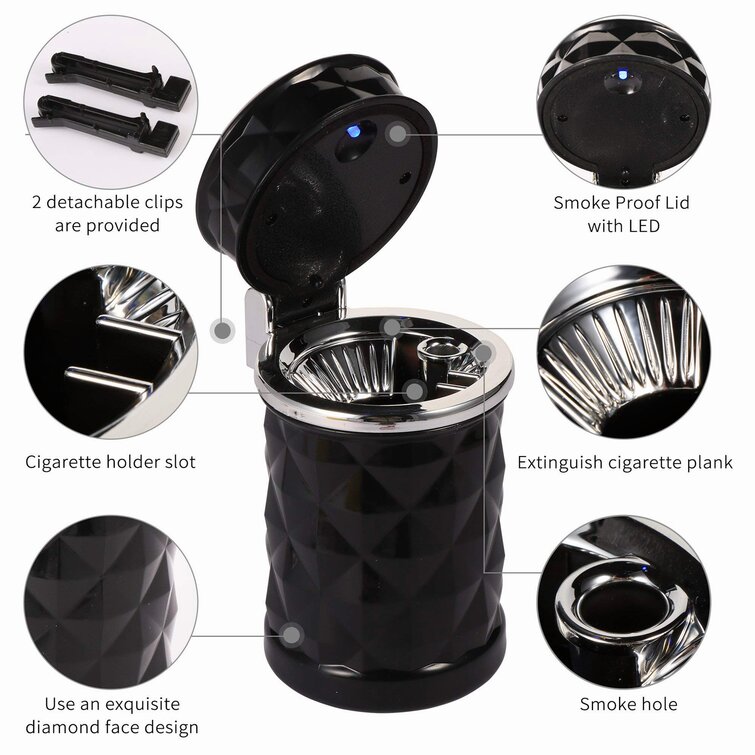 Windproof for Outdoor Travel car ashtray with lid smell proof,smokeless ashtray Ashtray with lid Detachable Coffee Cup Design Plastic Smokeless Ashtray for Car,Portable Ashtray for Car Home Use Mini Car Trash Can 