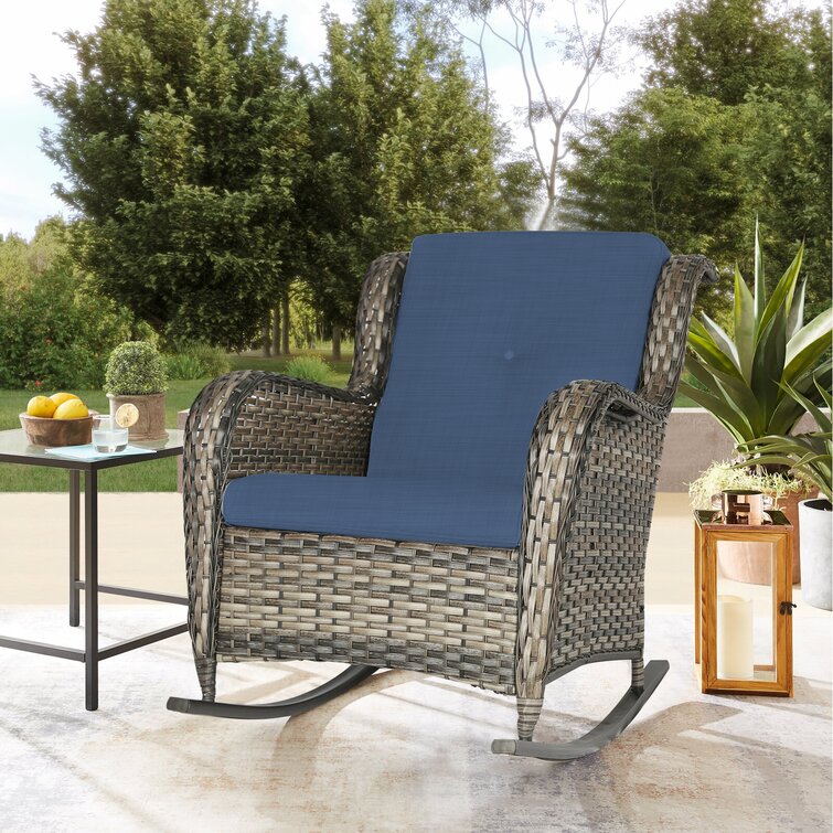 Joyside Outdoor Rocking Wicker/Rattan Chair with Cushions & Reviews ...