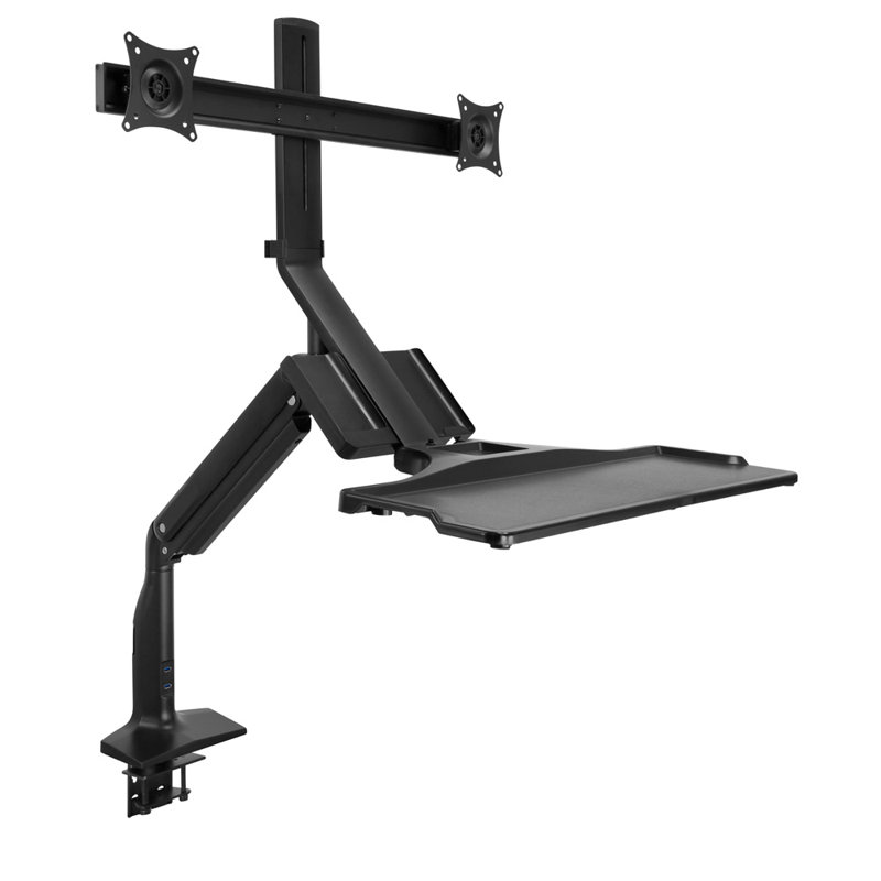 Symple Stuff Hughes Dual Monitor Sit Stand Workstation Height Adjustable Universal 2 Screen Desk Mount Wayfair
