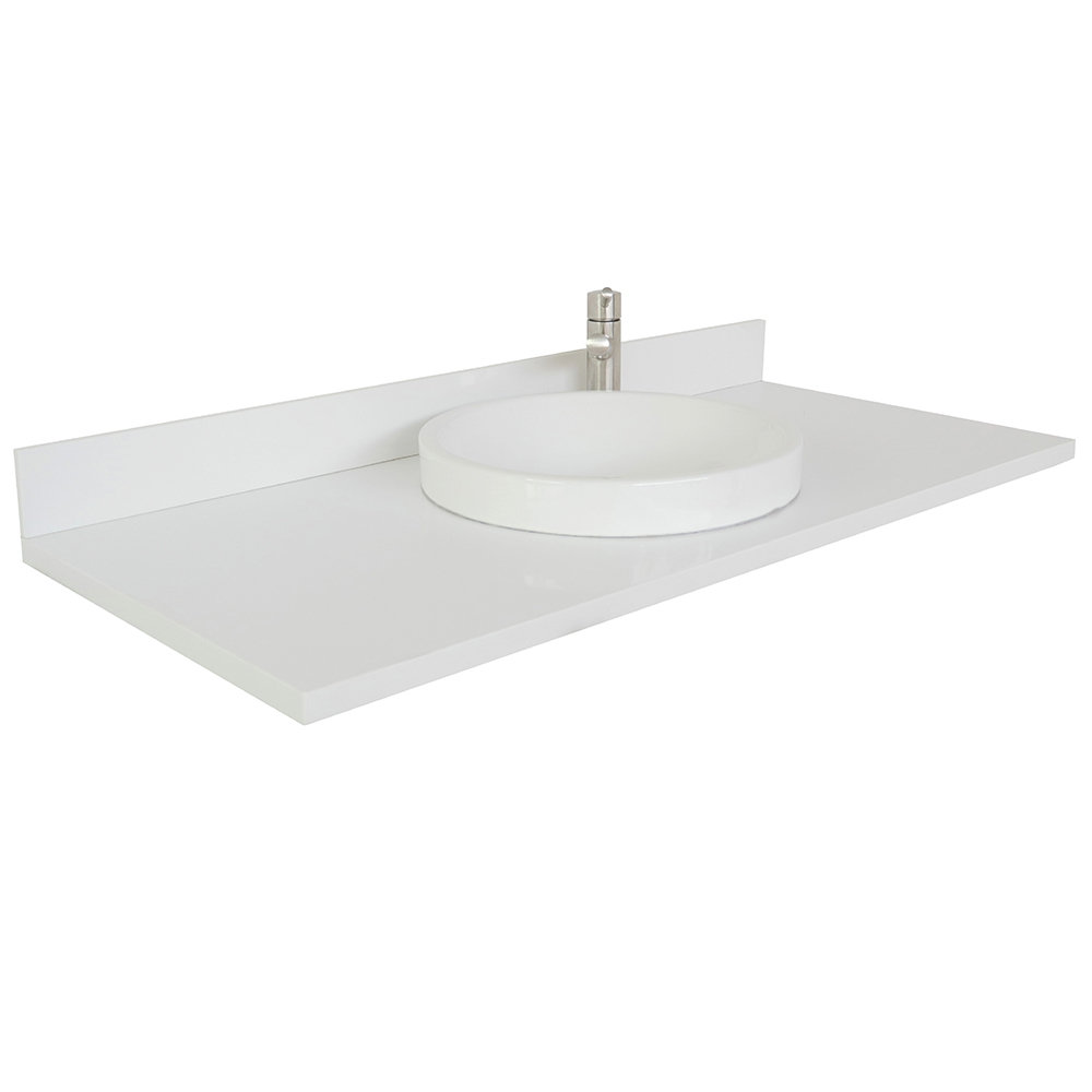 Bellaterra Home 49 Single Bathroom Vanity Top In White With Sink Wayfair