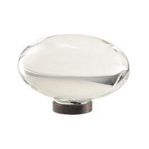 Our Original Premium Depression Type Crystal Glass Cabinet Knobs Now with Flush FIT CONNECTORS LOT of 4 Jet Black Crystal Knob Pulls with Oil Rubbed Bronze with Flush-Fit Screws 