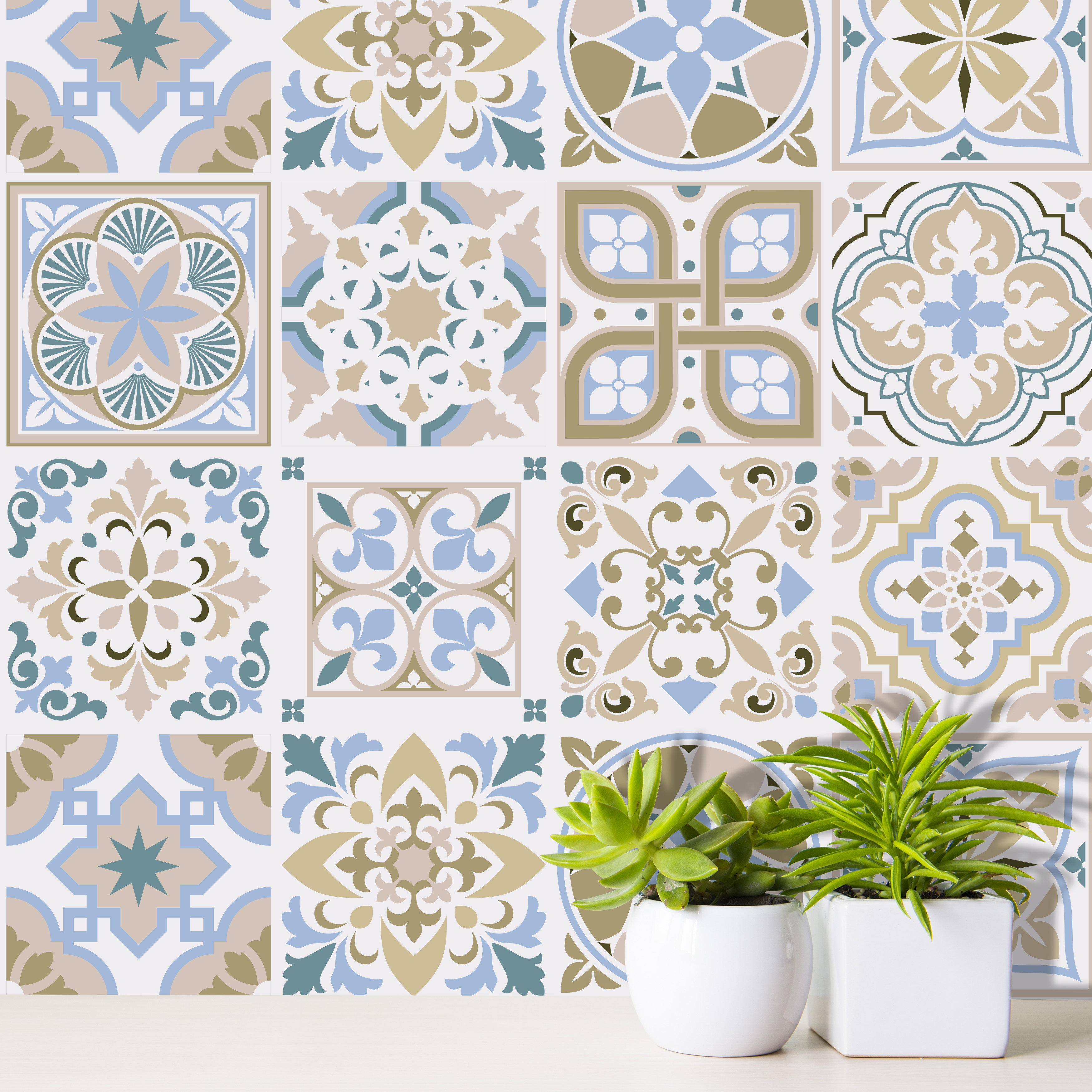 World Menagerie 24 Piece Light Sapphire And Parchment Spanish Tile Window Decal Set Wayfair