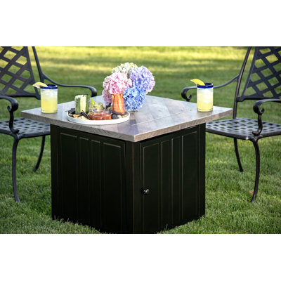 Harper by Endless Summer, 30" Square LP Gas Outdoor Fire Pit with Faux Wood Mantel