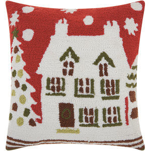 Houston Holiday Hooked Wool Throw Pillow