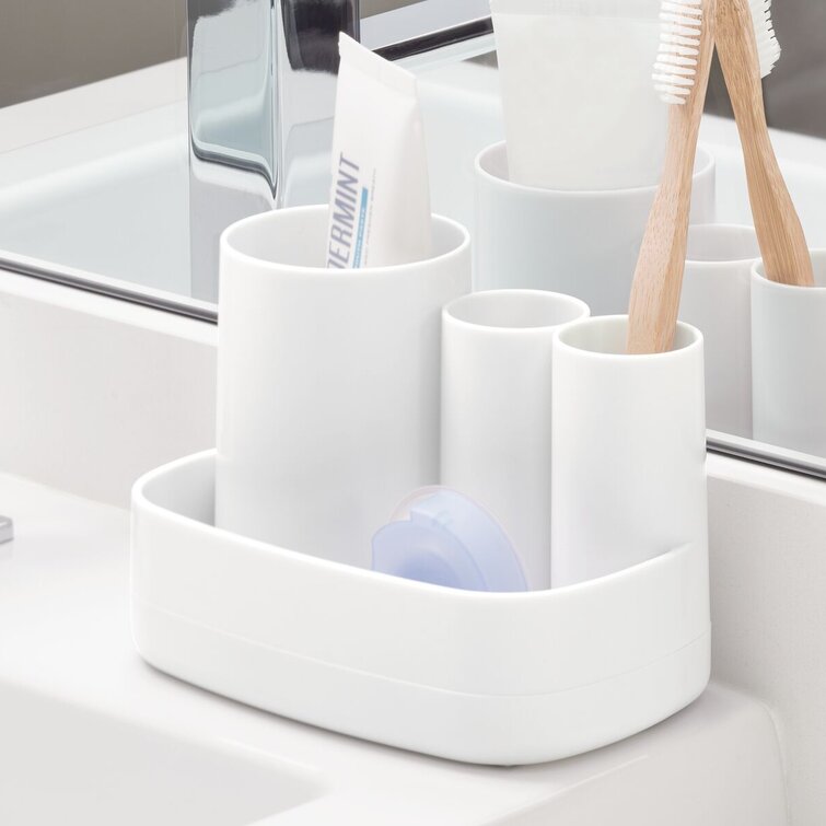iDesign Eva Plastic Toothbrush Holder Stand for Bathroom Vanity Blue 