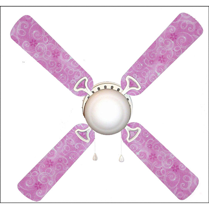 42 Spitler Pink Sparkle Princess 4 Blade Ceiling Fan Light Kit Included
