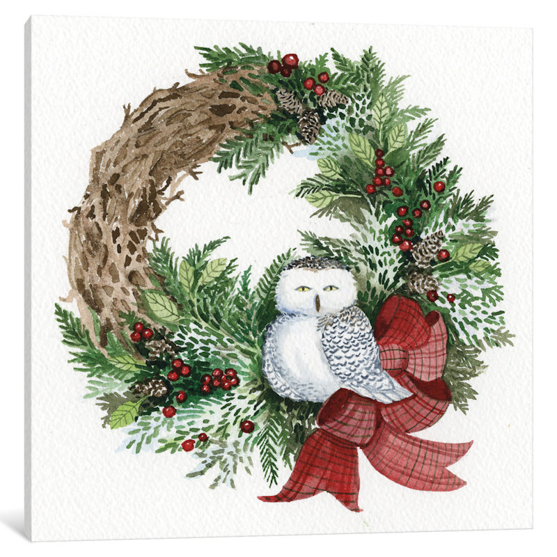 East Urban Home Holiday Wreath Ii Painting Print On Wrapped Canvas