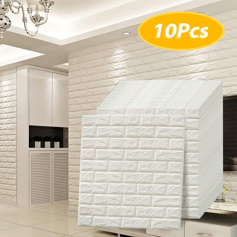 10Pcs 3D Self-adhesive Waterproof Tile Brick Wall sticker Foam Wallpaper Panel
