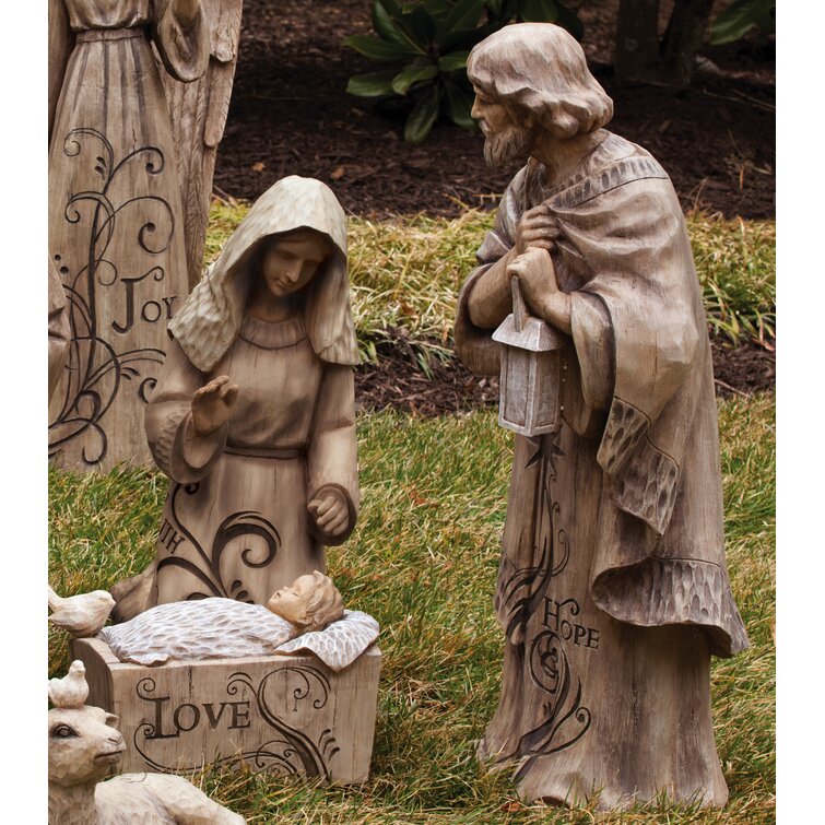 Outdoor Christmas Nativity Scene Large Jesus Mary Joseph Metal Decoration 3-PC 