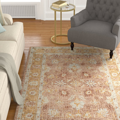 Fitzwater Oriental Hand Hooked Wool Terracotta/Gold Area Rug