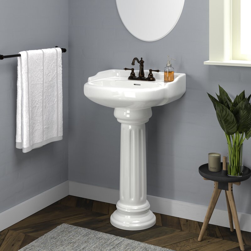 Barclay Vicki Vitreous China Oval Pedestal Bathroom Sink with Overflow & Reviews | Wayfair.ca