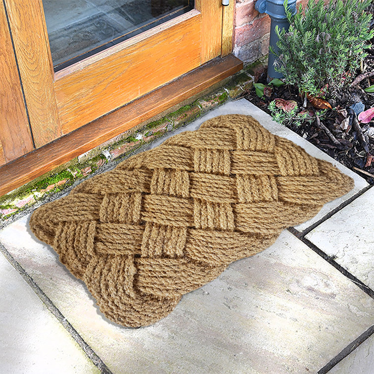 Natural Coconut Coir Doormat Welcome Mat Chunky Rope Knotted Weave Sturdy Heavy 