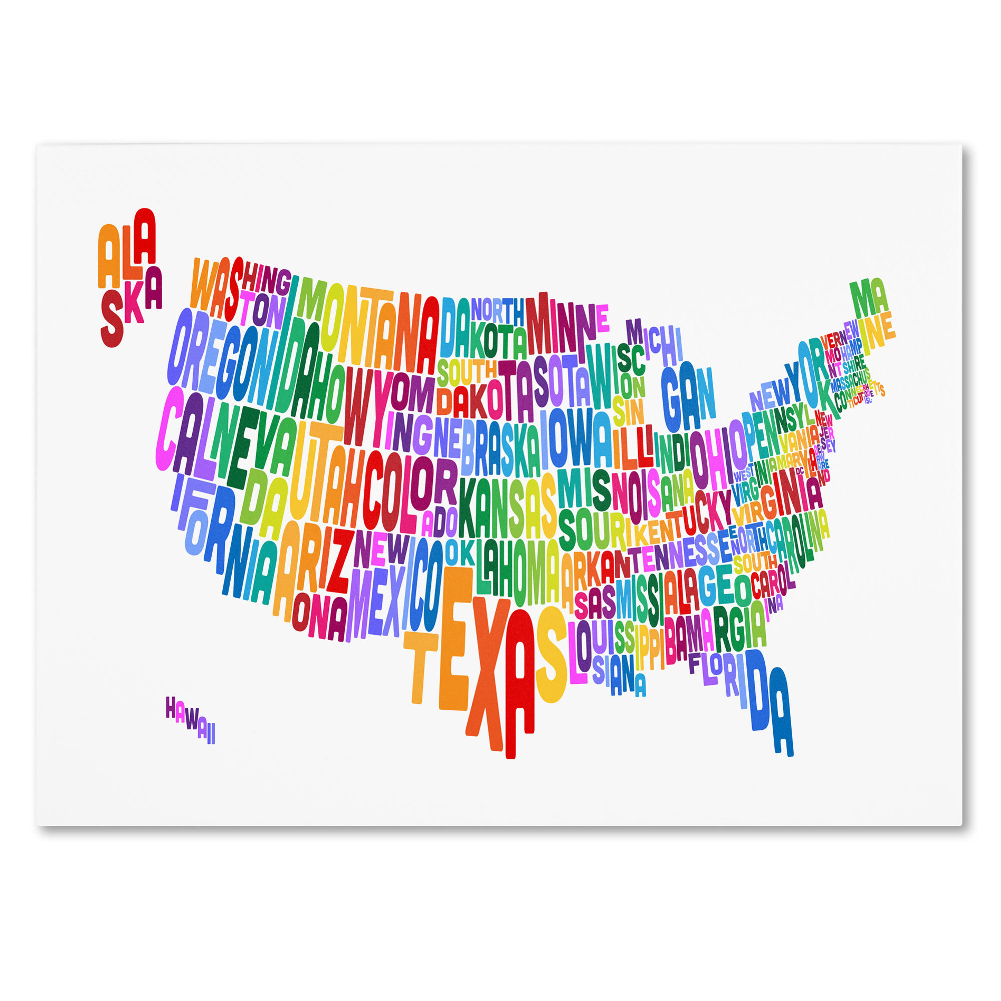 Trademark Art Usa States Text Map 3 By Michael Tompsett Framed Textual Art On Wrapped Canvas Wayfair