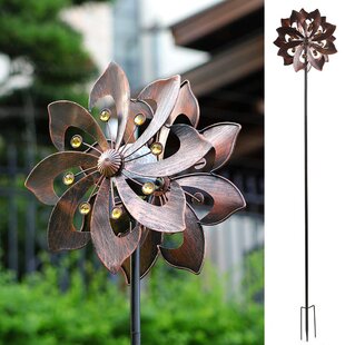 Sun Catcher Wind Spinner Bronze Tone Amber Outdoor Patio Decor 