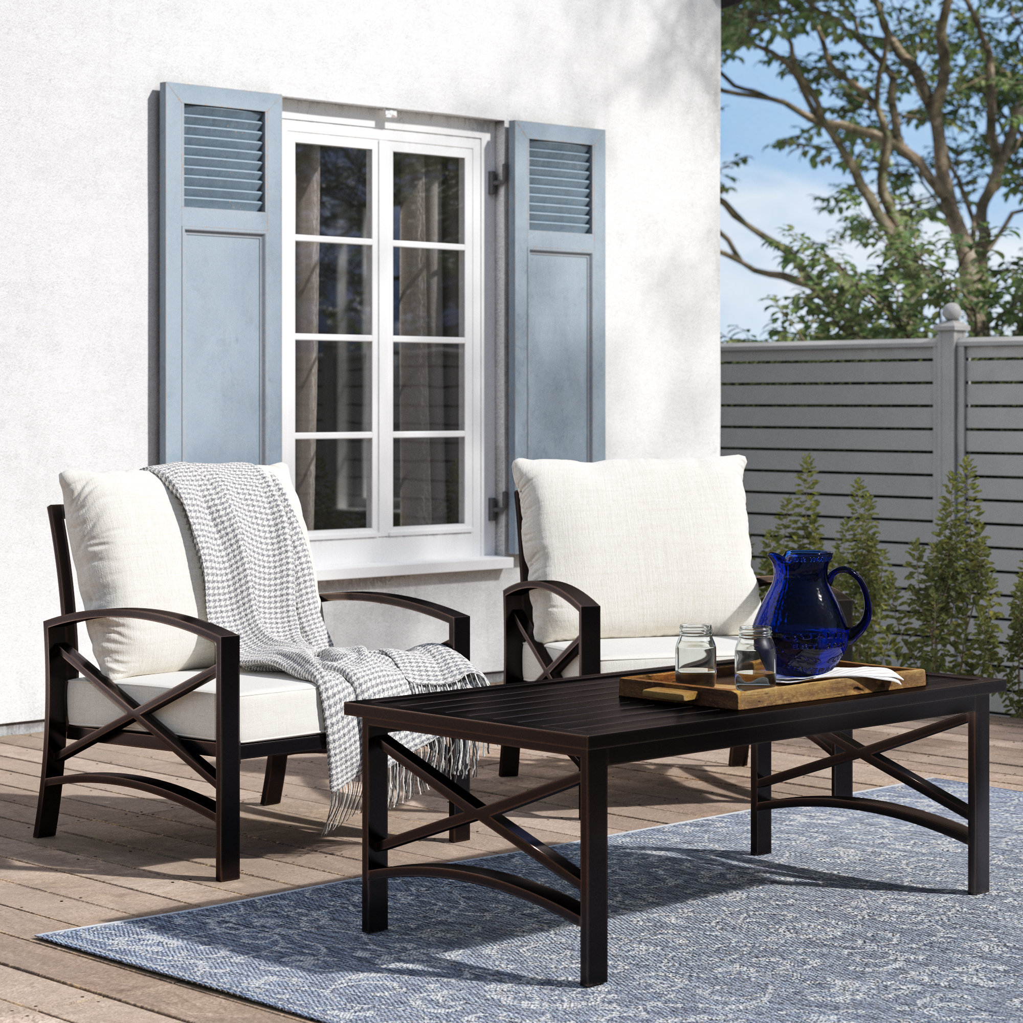 Sicilia 3 Piece Conversation Set With Cushions Reviews Birch Lane