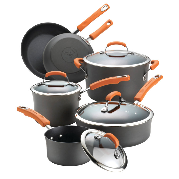 Rachael Ray Brights Hard-Anodized Nonstick Cookware Set, 10-Piece