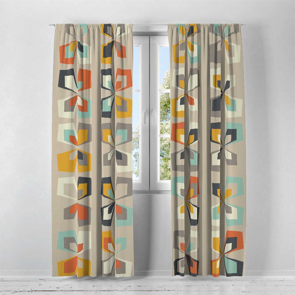 Folk N Funky Mid Century Modern Abstract Butterfly Pattern Window Curtains Reviews Wayfair