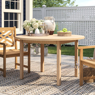 Farmhouse Rustic Outdoor Dining Tables Birch Lane Summerton Teak Dining Table