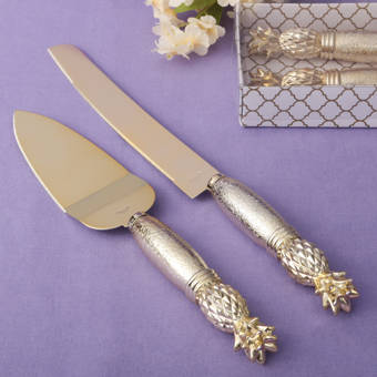 Bay Isle Home Euan Pineapple Theme Wedding 2 Piece Cake Server Set