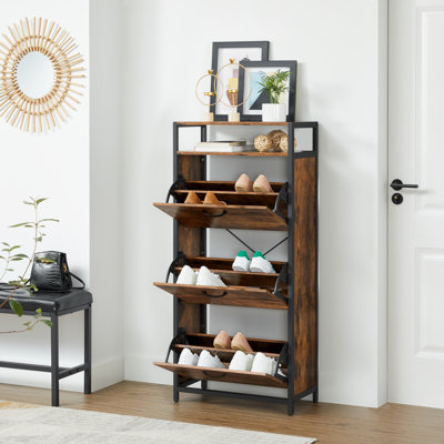 Open 18 Pair Shoe Storage Cabinet