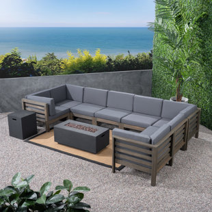 Galindo Outdoor 10 Piece Sectional Seating Group with Cushions