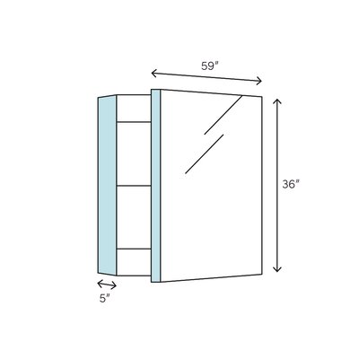 Senza Recessed/Surface Mount Rectangular Frameless Bathroom Medicine Cabinet