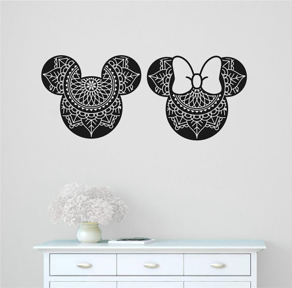 Oakwooddecals Mickey And Minnie Mouse Inspired Zentangle Mendala