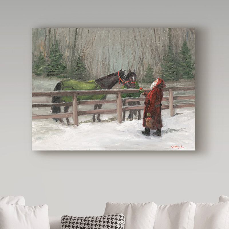 Trademark Art Mary Miller Veazie Santa With Horses Wrapped