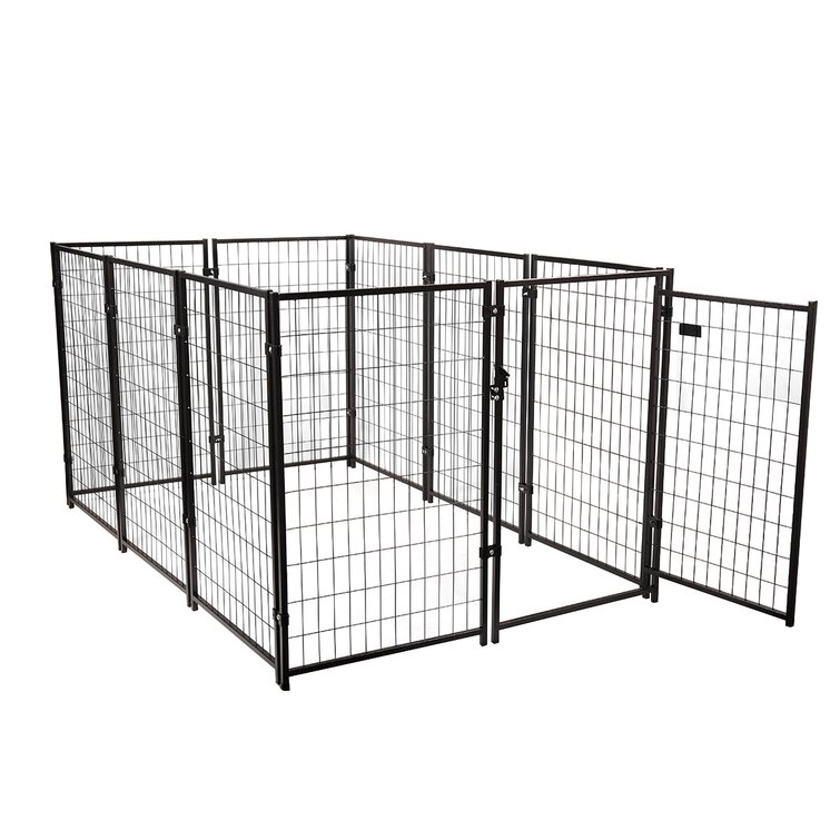 COZIWOW 12-Piece Large 67”H Outdoor Heavy-Duty Metal Dog Kennel Black Pet Exercise Fence Barrier Enclosure for Large Dog Dog Crate with Galvanized Steel Fence UV-Resistant Cover Secure Lock 