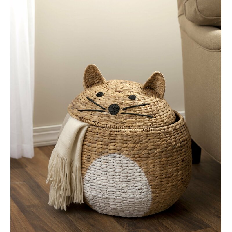woven cat storage basket by wayfair for blanket storage ideas for kids