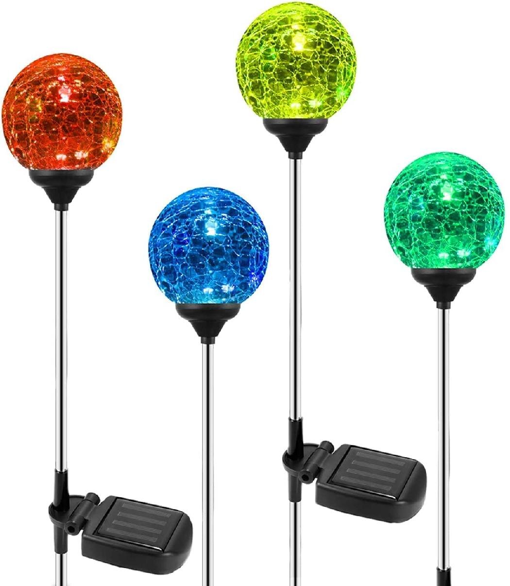 STAINLESS STEEL SOLAR POWERED COLOR CHANGING STAKE LED LIGHTS GARDEN YARD DECOR 