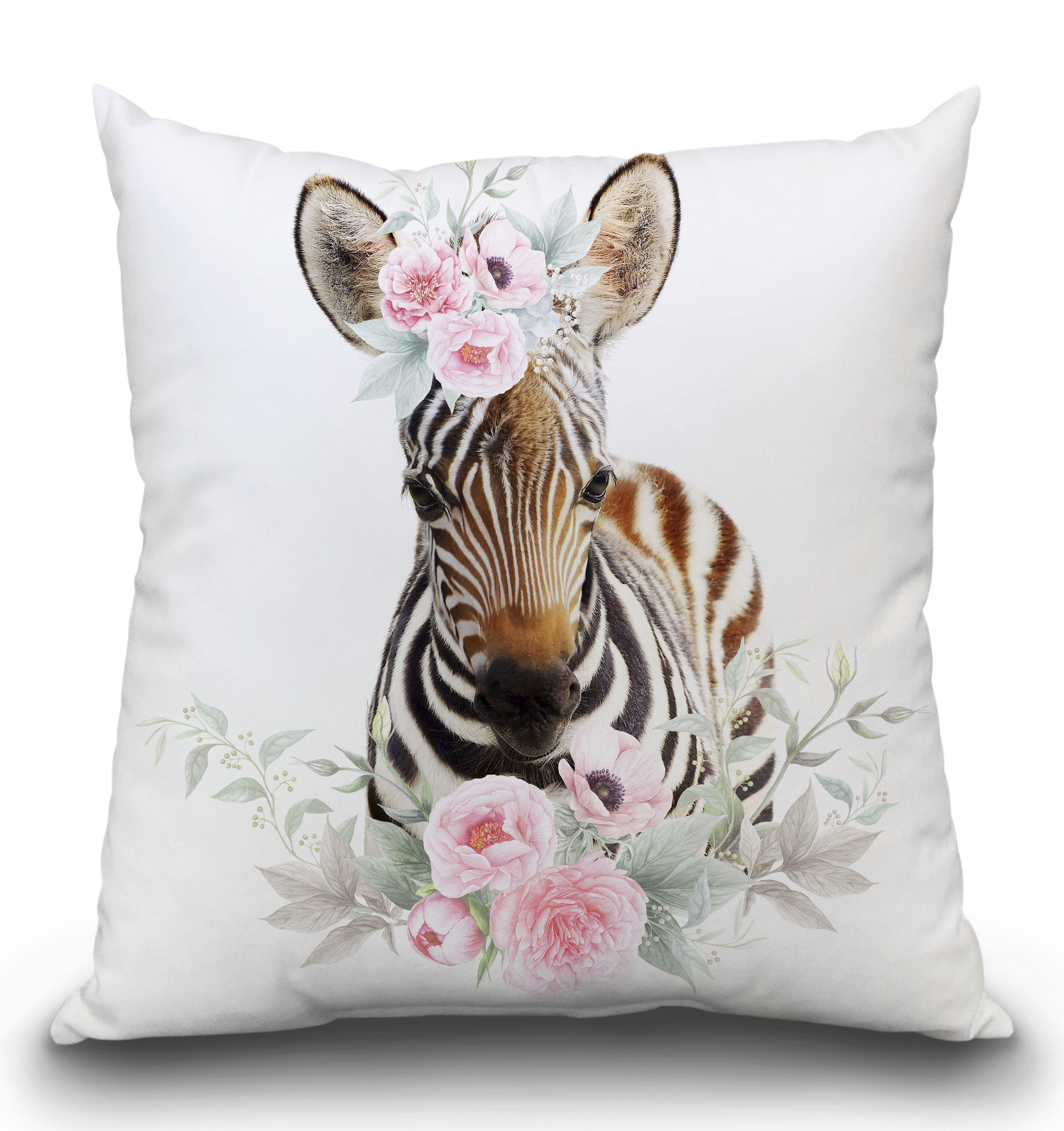 East Urban Home Flower Baby Zebra Throw Pillow Wayfair