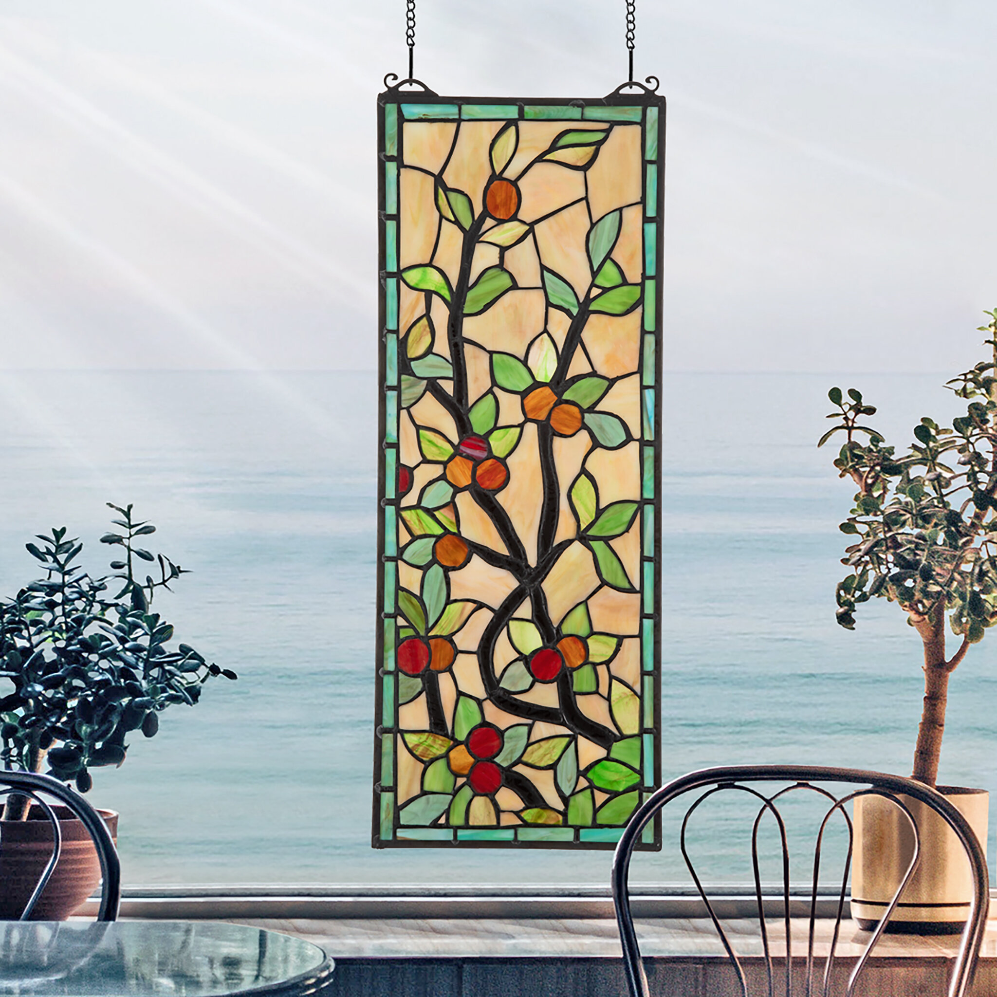 Design Toscano Morris Trellis Stained Glass Window Panel Wayfair