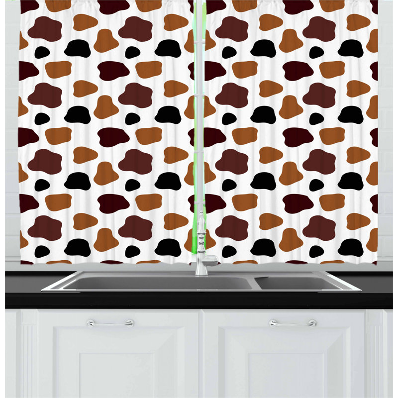 East Urban Home Cow Skin Animal Abstract Spots Milk Dalmatian Barnyard Camouflage Dots Kitchen Curtain Wayfair