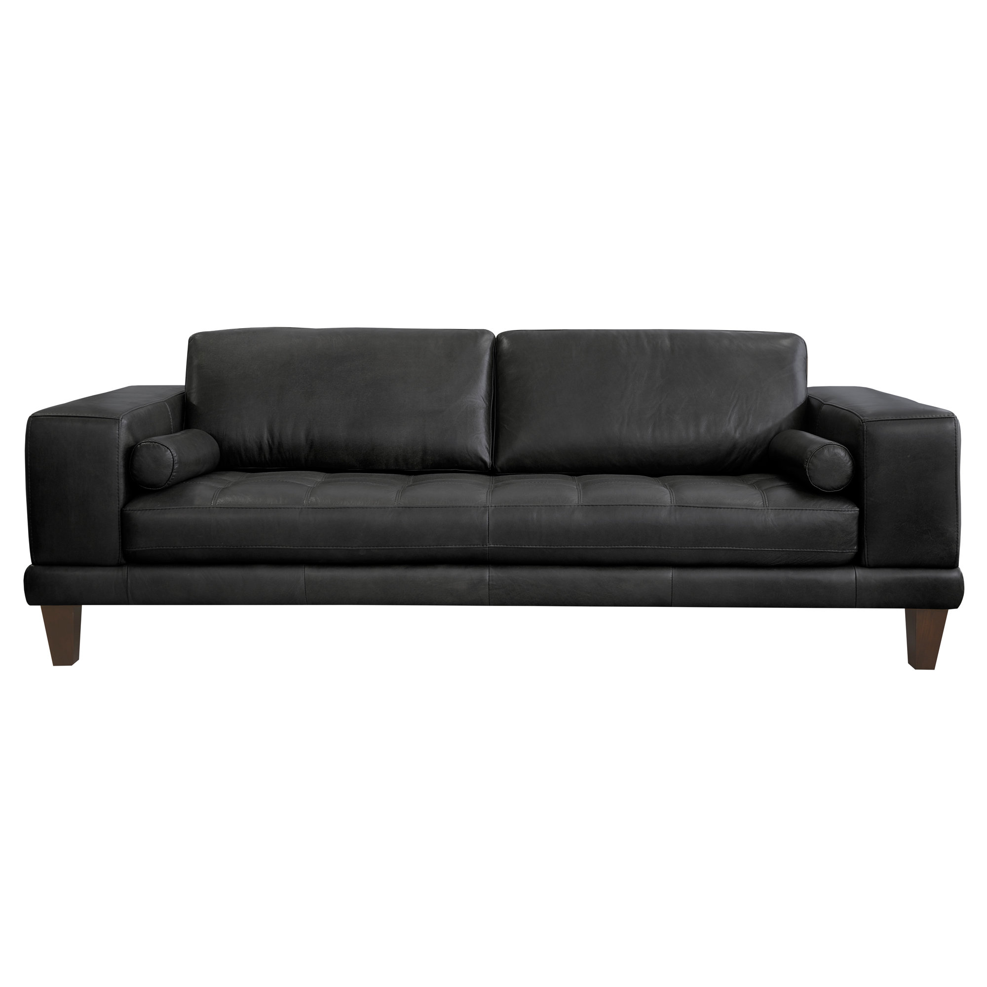 Sleek Black Leather Sofa Architectural Design Orren Ellis Randolph Leather Sofa U0026 Reviews Wayfairsleek Black 7