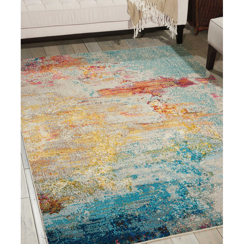 Owens Sealife Teal Orange Area Rug Reviews Allmodern Owens Sealife Teal Orange Area Rug