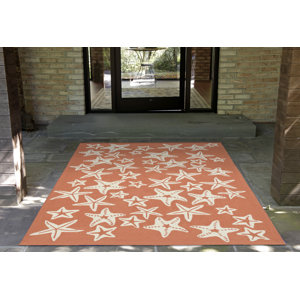 Claycomb Starfish Hand-Tufted Orange Indoor/Outdoor Area Rug