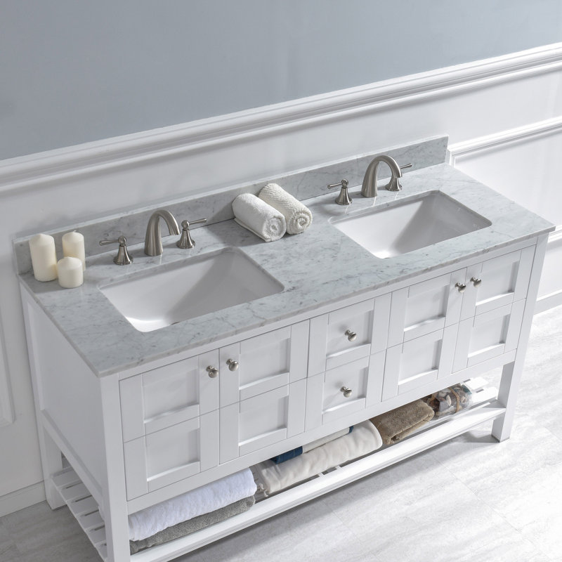 Woodbridge 61 Single Bathroom Vanity Top In Carra White With Sink Bathroom Vanity Top In Carra White