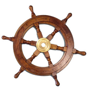 Brown/Brass Wood Ship Wheel Wall Du00e9cor
