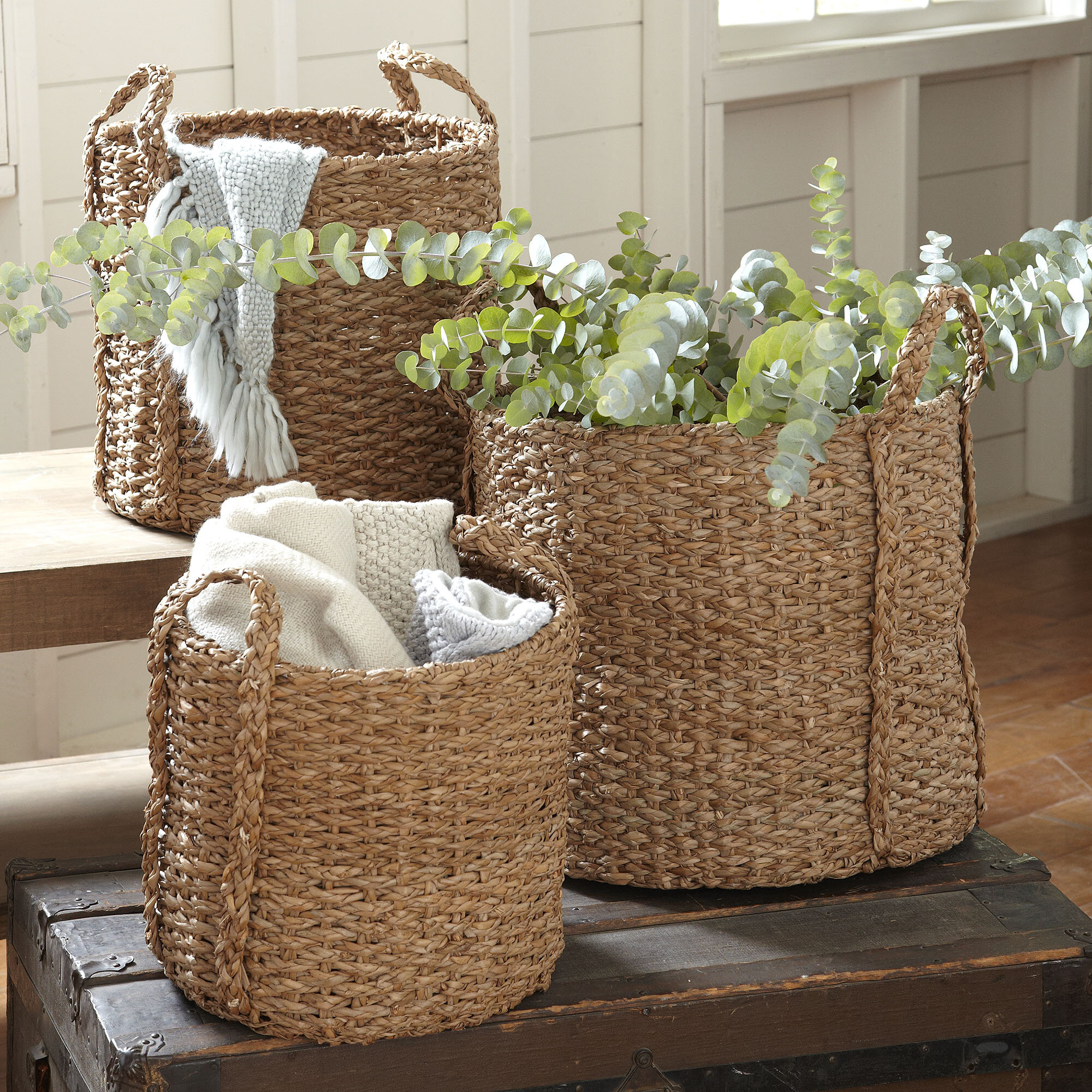 Three Posts™ 3 Piece Rattan Basket Set & Reviews | Wayfair