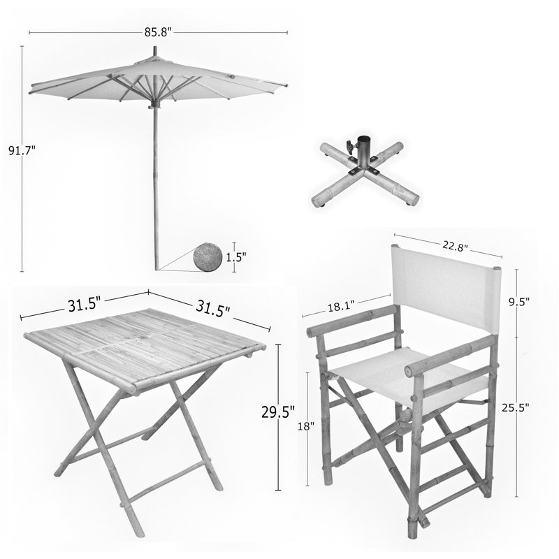 Bayou Breeze Jaliyah Patio 5 Piece Dinning Set With Umbrella Wayfair