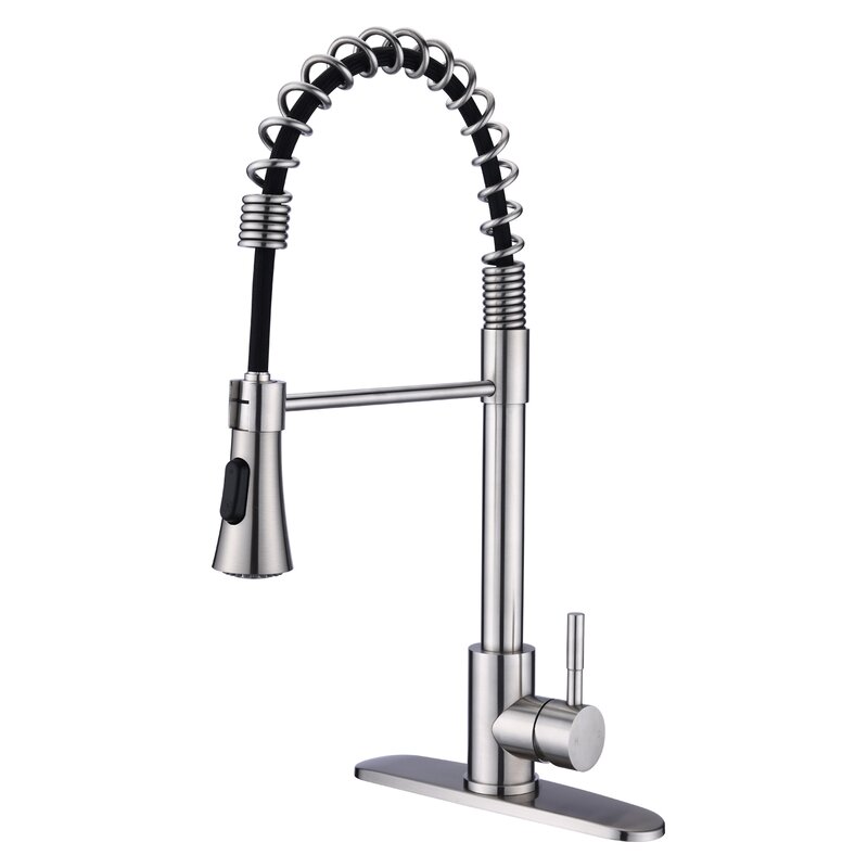 Invanity Spring Coil Pull Down Single Handle Kitchen Faucet Wayfair