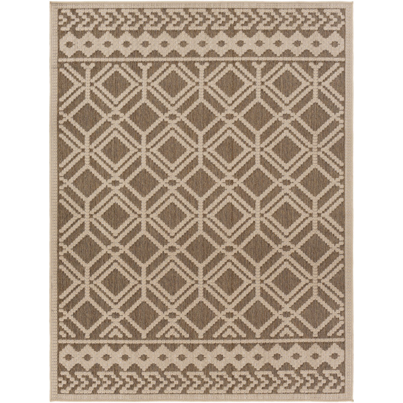 Bloomsbury Market Arriona Geometric Brown Tan Indoor Outdoor Rug Wayfair
