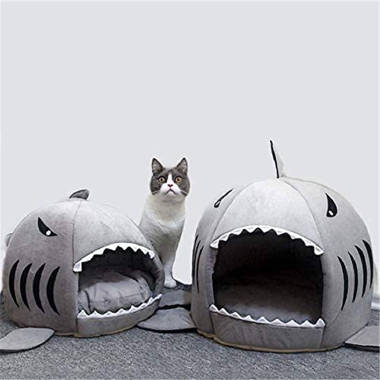 Cute Shark Mouth Teddy Pet Dog Cat Bed House Doggy Puppy Warm Kennel Cushion Pad 