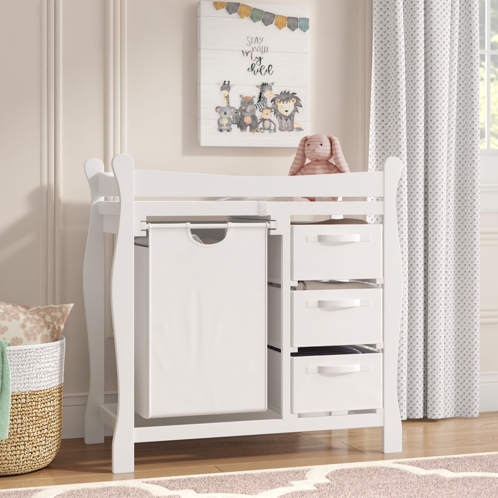 baby changing table with hamper